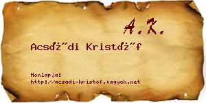 Acsádi Kristóf névjegykártya